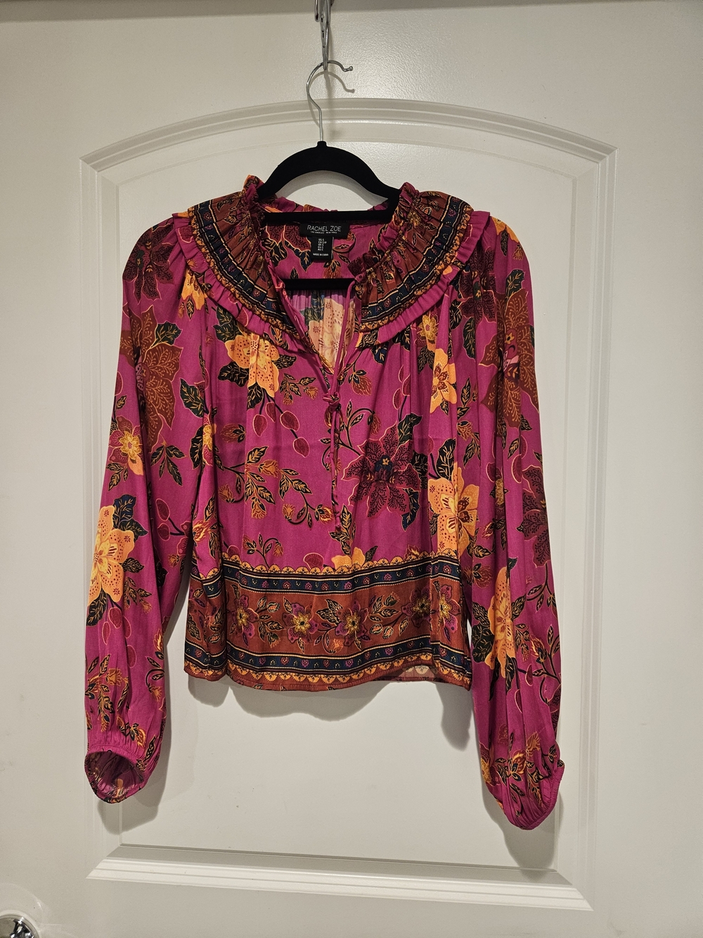 Rachel Zoe Bright Fuchsia Floral Peasant Blouse